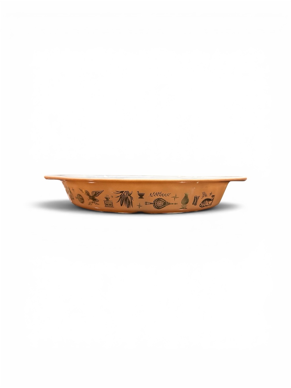 Vintage-Style Terracotta Baking Dish with Botanical Motif